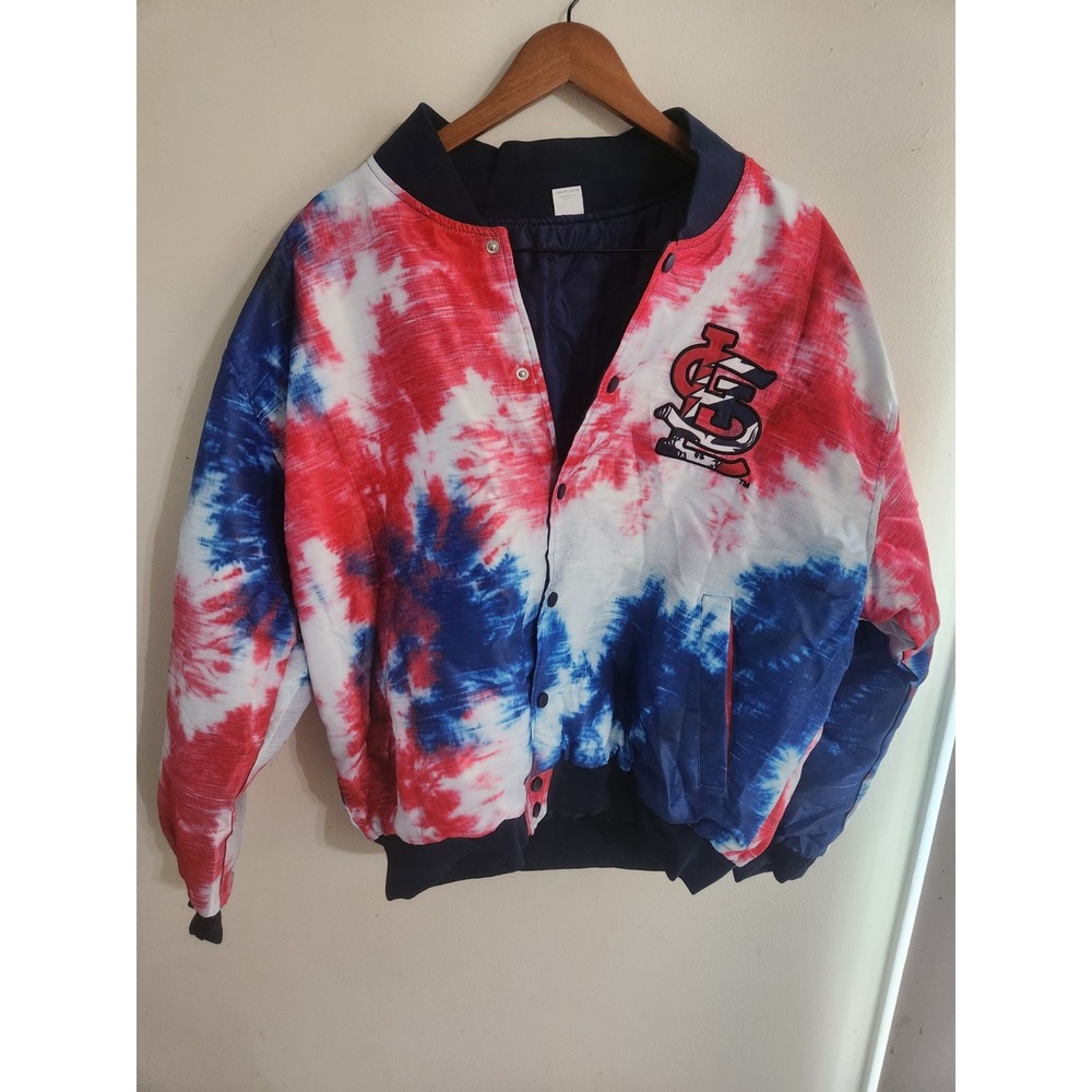 St Louis Cardinals Grateful Dead Dugout Jacket SGA Tie Dye Theme Night Large